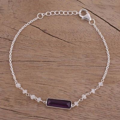 Alternate image for Amethyst and Rainbow Moonstone Pendant Bracelet from India Magical Prism