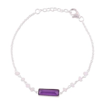 Alternate image for Amethyst and Rainbow Moonstone Pendant Bracelet from India Magical Prism