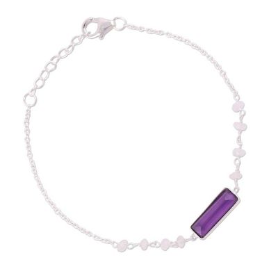 Alternate image for Amethyst and Rainbow Moonstone Pendant Bracelet from India Magical Prism