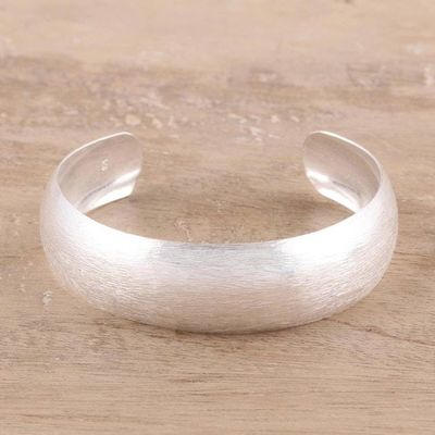 Primary image for Brushed-Satin Sterling Silver Cuff Bracelet from India Glimmering Charm