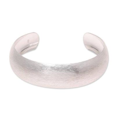 Alternate image for Brushed-Satin Sterling Silver Cuff Bracelet from India Glimmering Charm