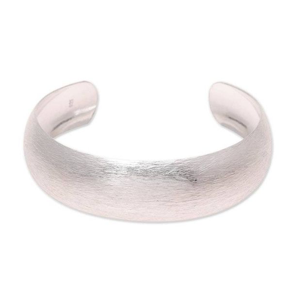 Alternate image for Brushed-Satin Sterling Silver Cuff Bracelet from India Glimmering Charm