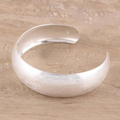 Alternate image for Brushed-Satin Sterling Silver Cuff Bracelet from India Glimmering Charm