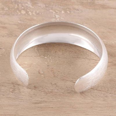 Alternate image for Brushed-Satin Sterling Silver Cuff Bracelet from India Glimmering Charm