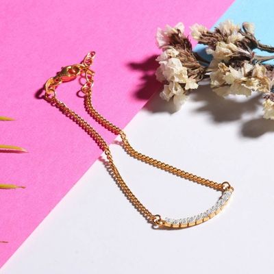 Alternate image for Polished Cubic Zirconia Pendant Bracelet with Golden Accents Triumphant Runway