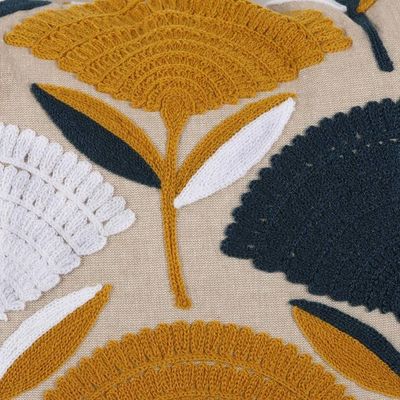 Alternate image for Floral Cotton Cushion Covers with Tassels from India Pair Chic Bouquet