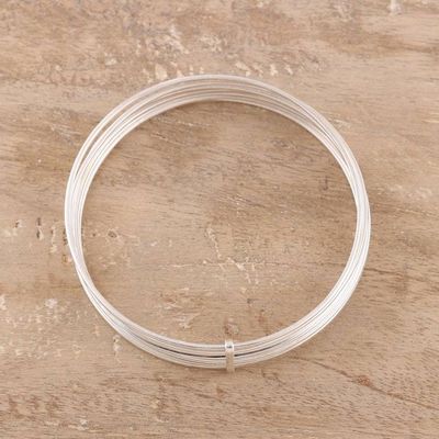 Alternate image for Modern Sterling Silver Bangle Bracelet from India Graceful Harmony