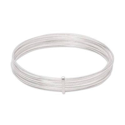 Alternate image for Modern Sterling Silver Bangle Bracelet from India Graceful Harmony