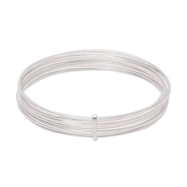 Alternate image for Modern Sterling Silver Bangle Bracelet from India Graceful Harmony