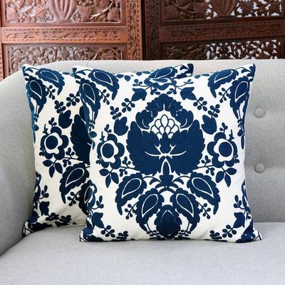 Alternate image for Midnight and Alabaster Cotton Cushion Covers Pair Midnight Glory