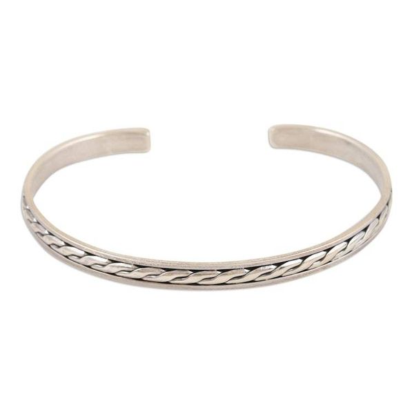 Alternate image for Sterling Silver Cuff Bracelet with Braided Pattern Braided Elegance