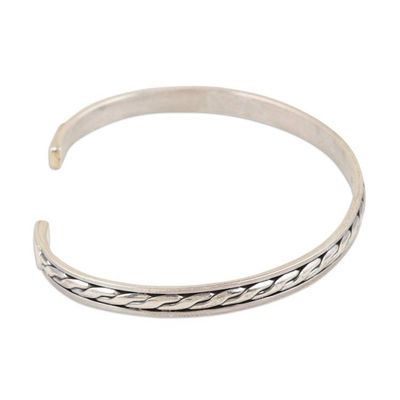 Alternate image for Sterling Silver Cuff Bracelet with Braided Pattern Braided Elegance