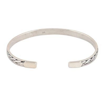 Alternate image for Sterling Silver Cuff Bracelet with Braided Pattern Braided Elegance