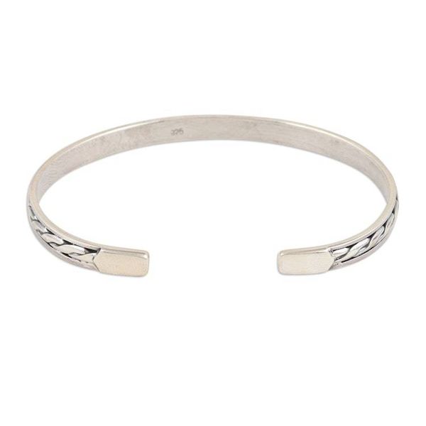 Alternate image for Sterling Silver Cuff Bracelet with Braided Pattern Braided Elegance