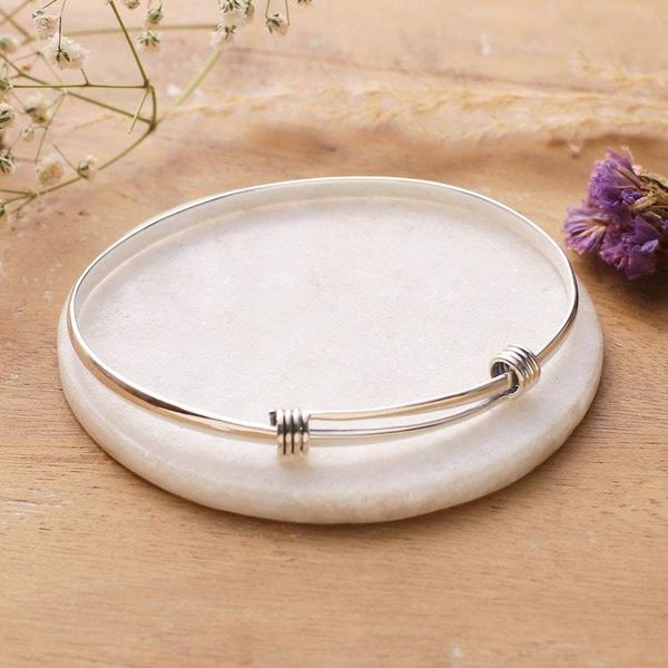 Alternate image for Simple Sterling Silver Bangle Bracelet from India Dual Elegance