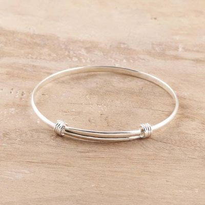 Alternate image for Simple Sterling Silver Bangle Bracelet from India Dual Elegance