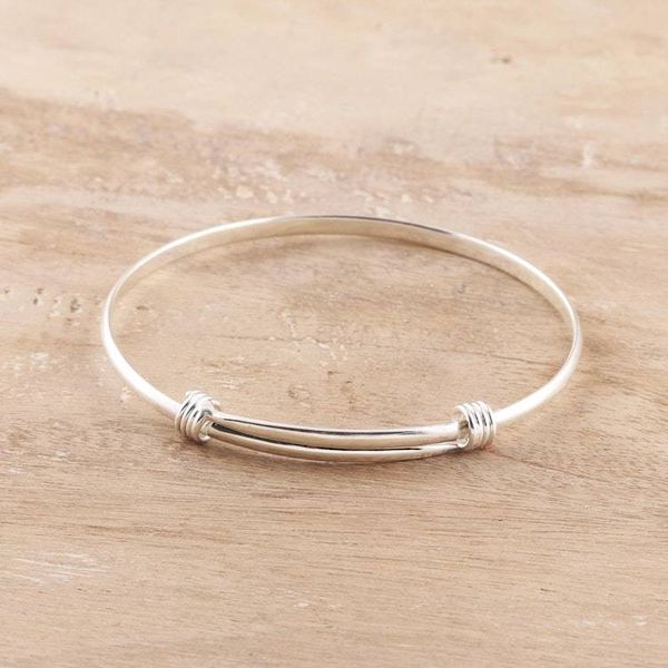 Alternate image for Simple Sterling Silver Bangle Bracelet from India Dual Elegance