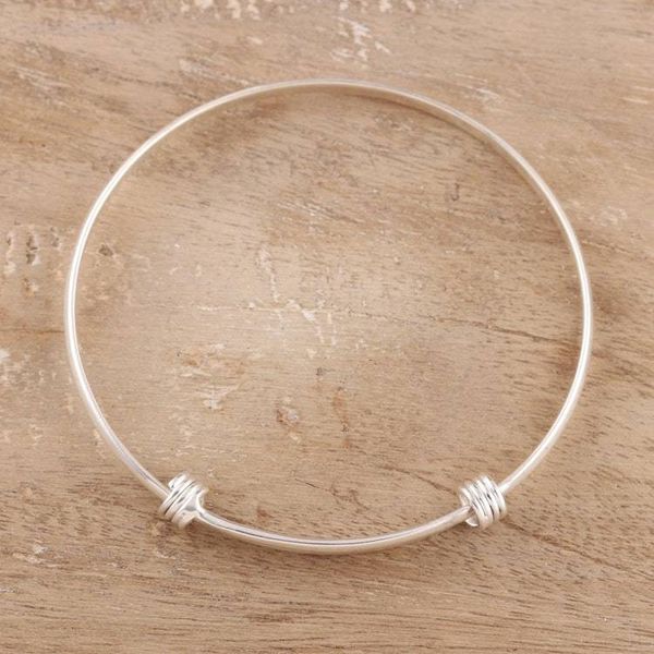 Alternate image for Simple Sterling Silver Bangle Bracelet from India Dual Elegance
