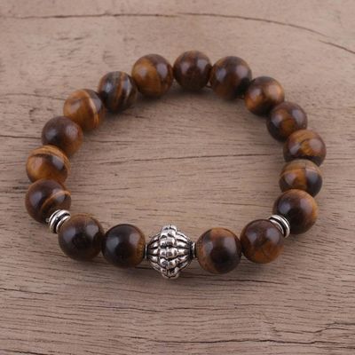 Alternate image for Natural Tigers Eye Beaded Stretch Bracelet from India Earthen Kiss
