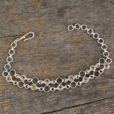 Alternate image for Artisan Crafted Sterling Silver and Citrine Link Bracelet Golden Circles