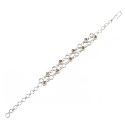 Alternate image for Artisan Crafted Sterling Silver and Citrine Link Bracelet Golden Circles