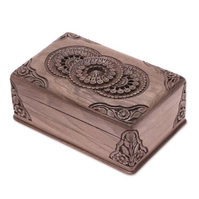 Alternate image for Hand Carved Wood Jewelry Box Floral Mandalas