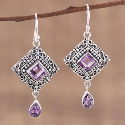 Alternate image for Artisan Crafted Sterling Silver and Amethyst Earrings Castle Walk