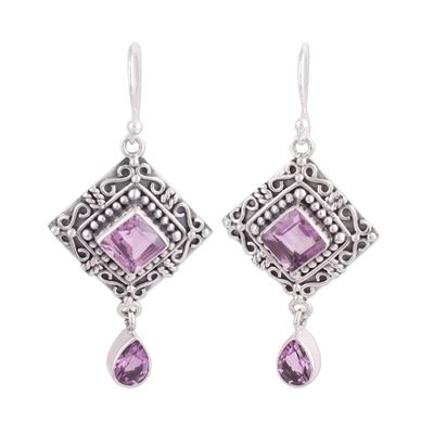 Alternate image for Artisan Crafted Sterling Silver and Amethyst Earrings Castle Walk