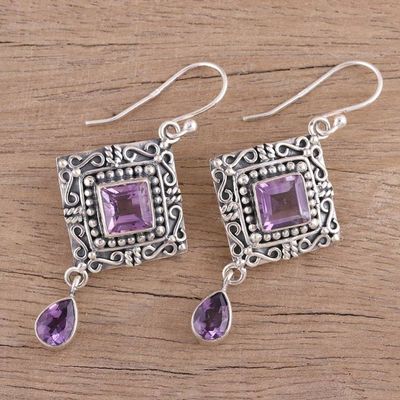 Alternate image for Artisan Crafted Sterling Silver and Amethyst Earrings Castle Walk