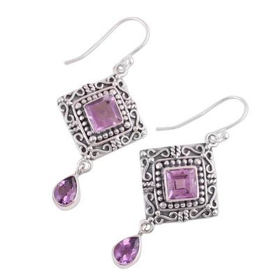 Alternate image for Artisan Crafted Sterling Silver and Amethyst Earrings Castle Walk