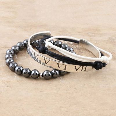 Alternate image for Assorted Hematite and Sterling Silver Bracelets Set of 4 Sweet Quartet