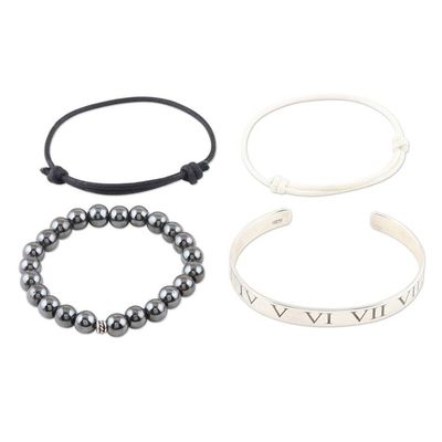 Alternate image for Assorted Hematite and Sterling Silver Bracelets Set of 4 Sweet Quartet