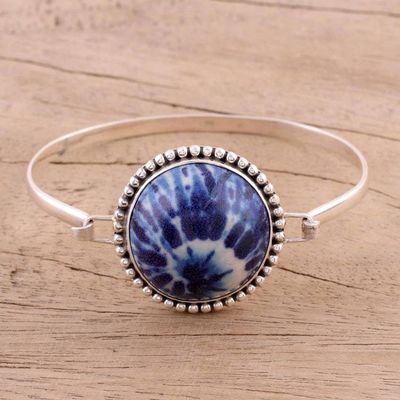 Alternate image for Blue Ceramic and Sterling Silver Pendant Bracelet from India Blue Enchantment