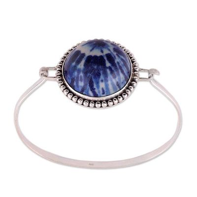 Alternate image for Blue Ceramic and Sterling Silver Pendant Bracelet from India Blue Enchantment