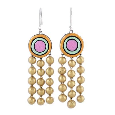 Alternate image for Colorful Handmade Terracotta Dangle Earrings from India Globular Dance