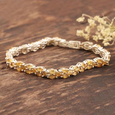 Alternate image for Citrine and Sterling Silver Tennis Bracelet from India Shimmering Sun