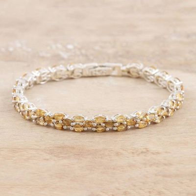 Alternate image for Citrine and Sterling Silver Tennis Bracelet from India Shimmering Sun