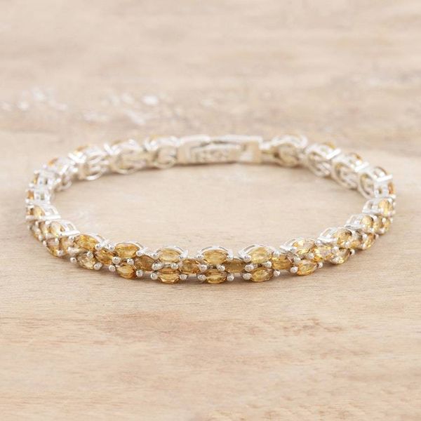 Alternate image for Citrine and Sterling Silver Tennis Bracelet from India Shimmering Sun