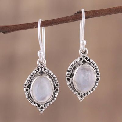 Alternate image for Rainbow Moonstone and Sterling Silver Dangle Earrings Divine Allure