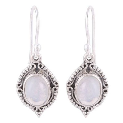 Alternate image for Rainbow Moonstone and Sterling Silver Dangle Earrings Divine Allure