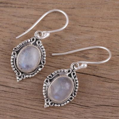 Alternate image for Rainbow Moonstone and Sterling Silver Dangle Earrings Divine Allure