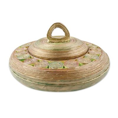 Alternate image for Eco-Friendly Lidded Paper Basket Glittering Green