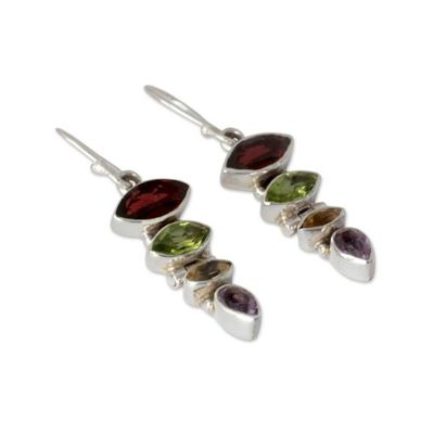 Alternate image for Gemstone Dangle Earrings with Garnet and Peridot Fantastic Quartet