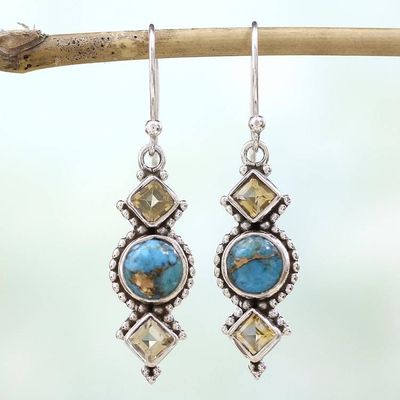 Alternate image for Citrine and Silver Dangle Earrings from India Seashore Radiance