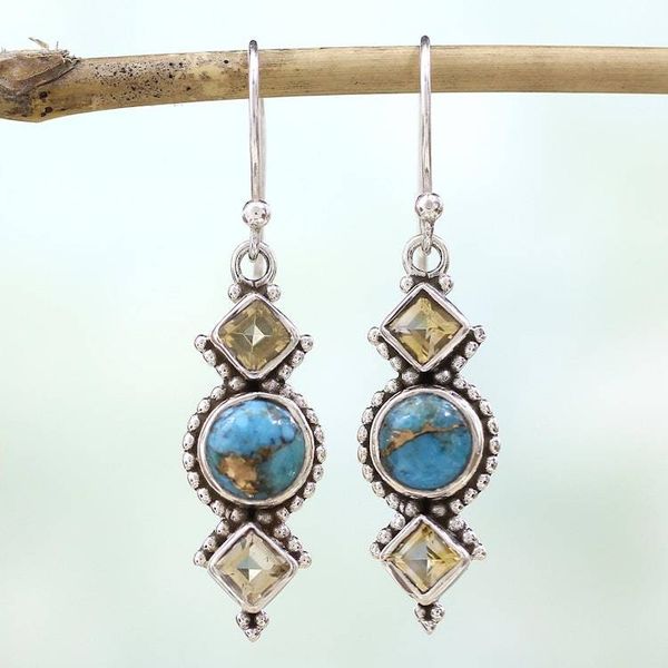 Alternate image for Citrine and Silver Dangle Earrings from India Seashore Radiance