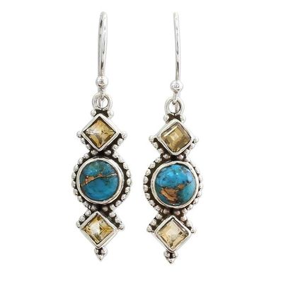 Alternate image for Citrine and Silver Dangle Earrings from India Seashore Radiance