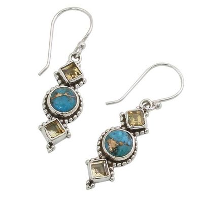 Alternate image for Citrine and Silver Dangle Earrings from India Seashore Radiance