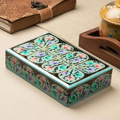 Alternate image for Arches with Flowers-Themed Wood Papier Mache Decorative Box Turquoise Blossom Arch