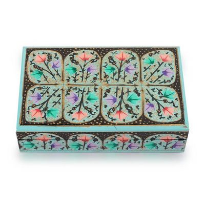 Alternate image for Arches with Flowers-Themed Wood Papier Mache Decorative Box Turquoise Blossom Arch