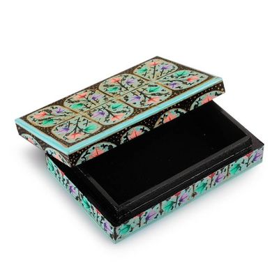 Alternate image for Arches with Flowers-Themed Wood Papier Mache Decorative Box Turquoise Blossom Arch